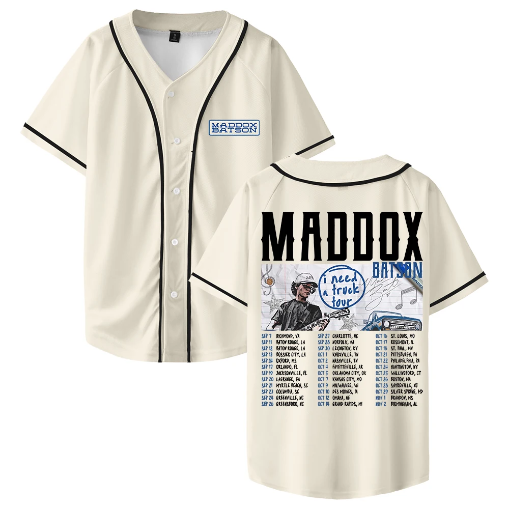 Maddox Batson I Need A Truck Tour Jersey chaqueta de béisbol camisas de manga corta Camiseta con botones mujeres hombres ropa de calle Tops