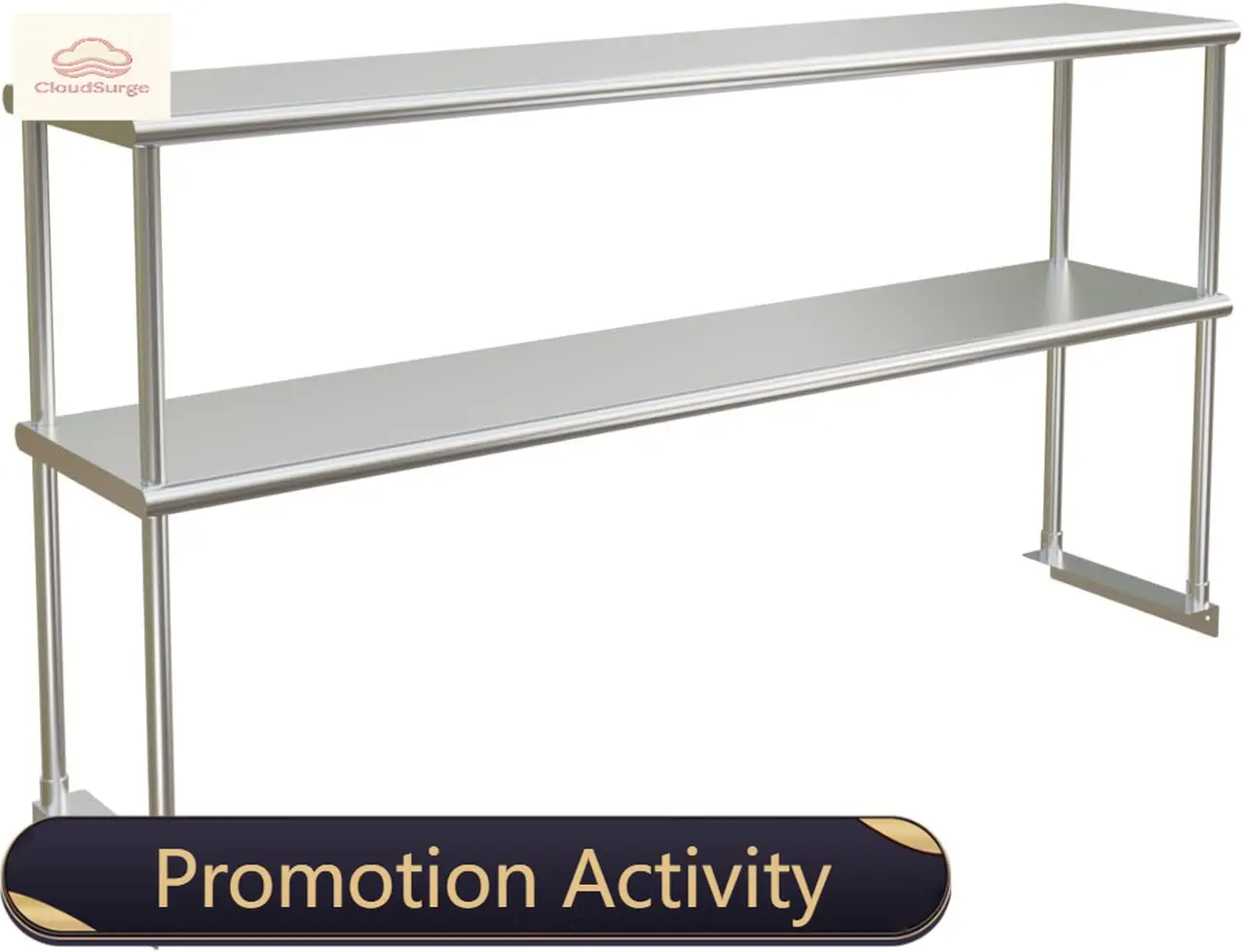 

Двухуровневая металлическая полка из нержавеющей стали NSF для стола для подготовки и работы, 12x60 дюймов (5 футов), 2-ярусная металлическая стеллажная система для коммерческих ресторанов