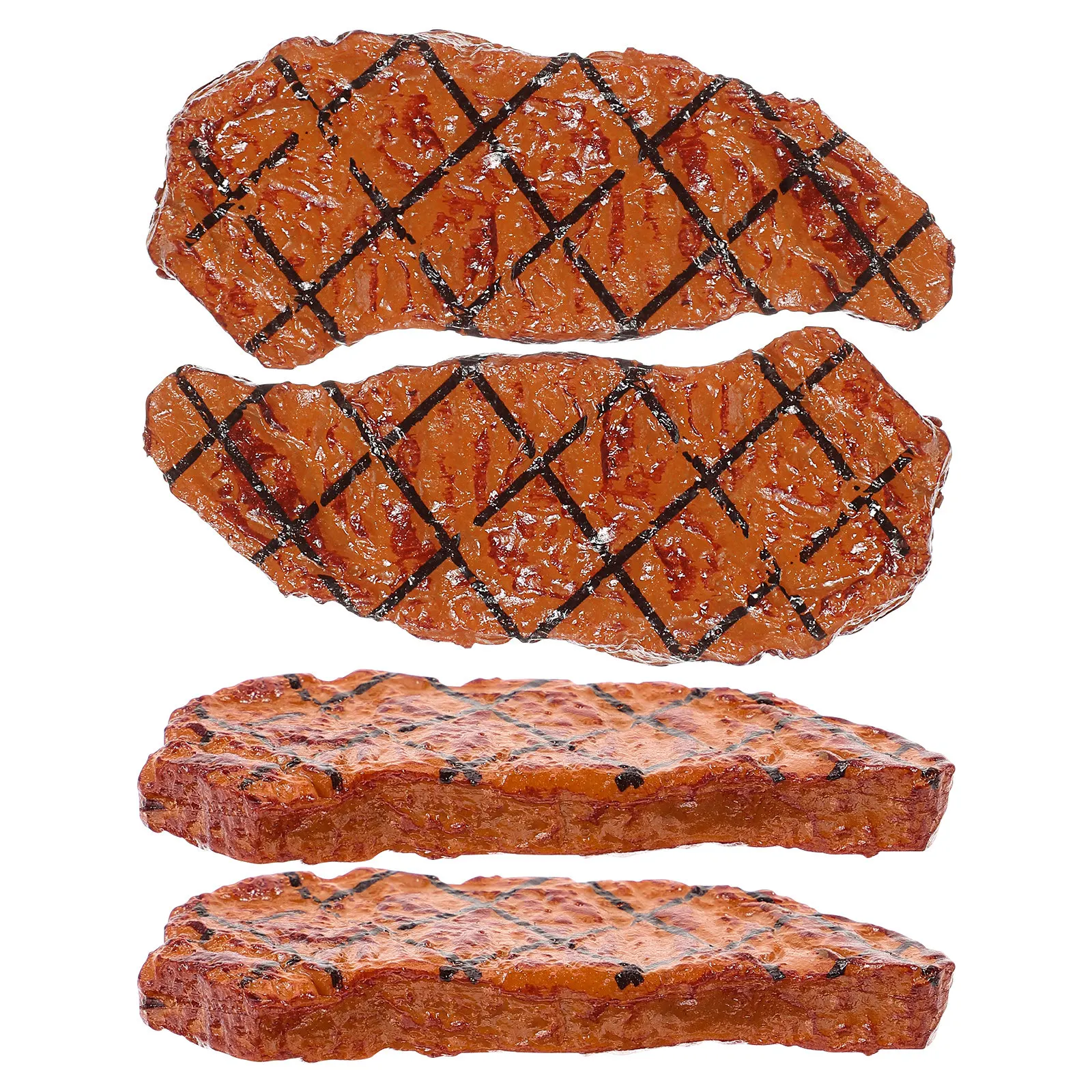 

Набор из 4 реалистичных имитаций стейков: многоразовые пластиковые мини-стейки для креативной сервировки стола, декора ресторанов и фермерских домов