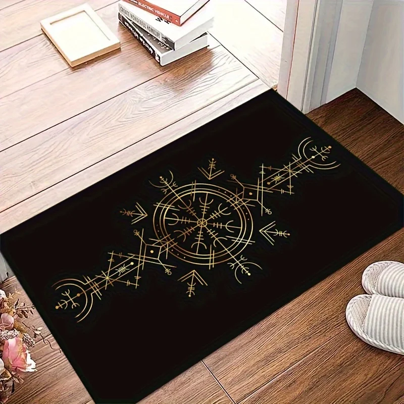 1pc Viking Compass Pattern Chair Rug, Washable, Wear‑Resistant, Versatile Home Decor, Perfect for Living Room Bedroom