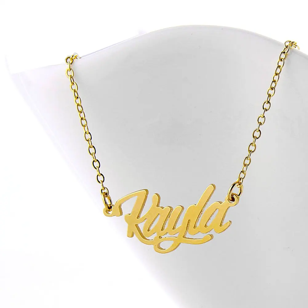 GR859C Pattern Kayla Stainless Steel Name Necklaces for Women Gold Plated Nameplate Pendant Jewelry Femme Mothers Gift
