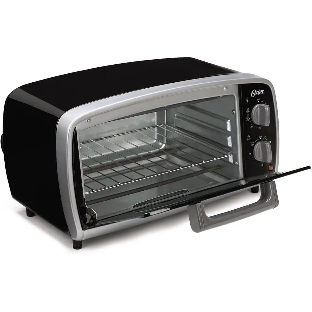 فرن محمصة مدمج 4 شرائح مزدوجة التحكم في التوست خبز الشواء نطاق درجة الحرارة 150-450F صينية الفتات القابلة للإزالة مؤقت 30 دقيقة