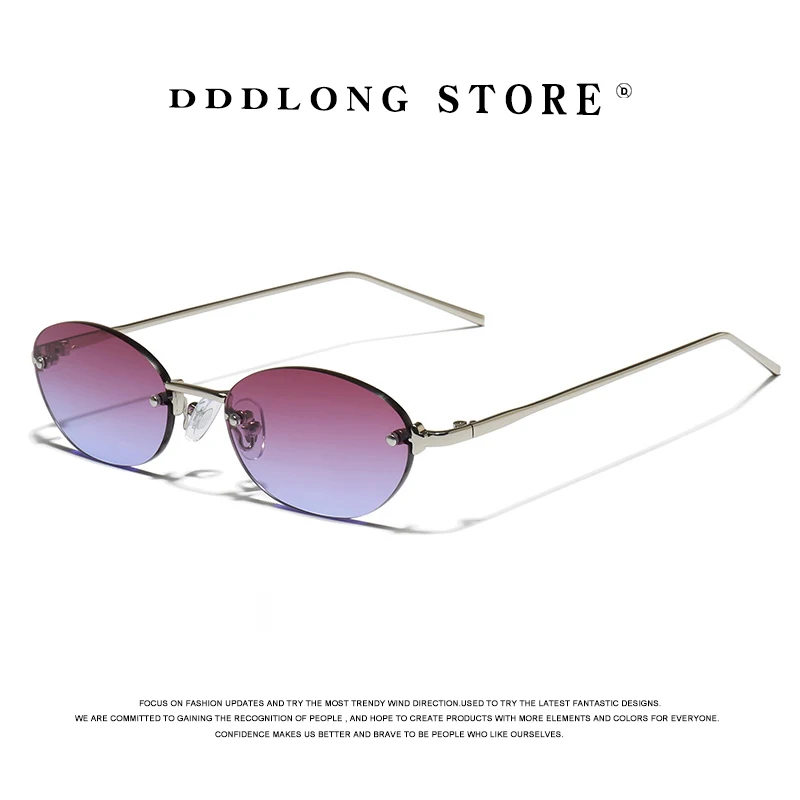 DDDLONG Retro Fashion Rimless Punk Y2k Sunglasses Women Men Sun Glasses Vintage UV400 Outdoor Shades D725