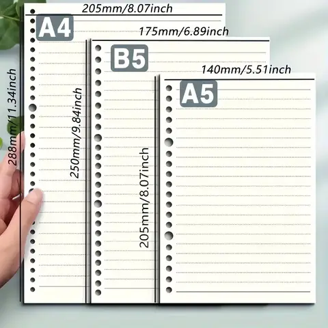 60 शीट नोटबुक रिफिल नोटपैड लूज लीफ बाइंडर पेपर A4/ B5/A5 खाली/ग्रिड/लाइन वाली नोटबुक लेखन पैड ऑफिस स्कूल 10 best sales नोटबुक A4 - №5