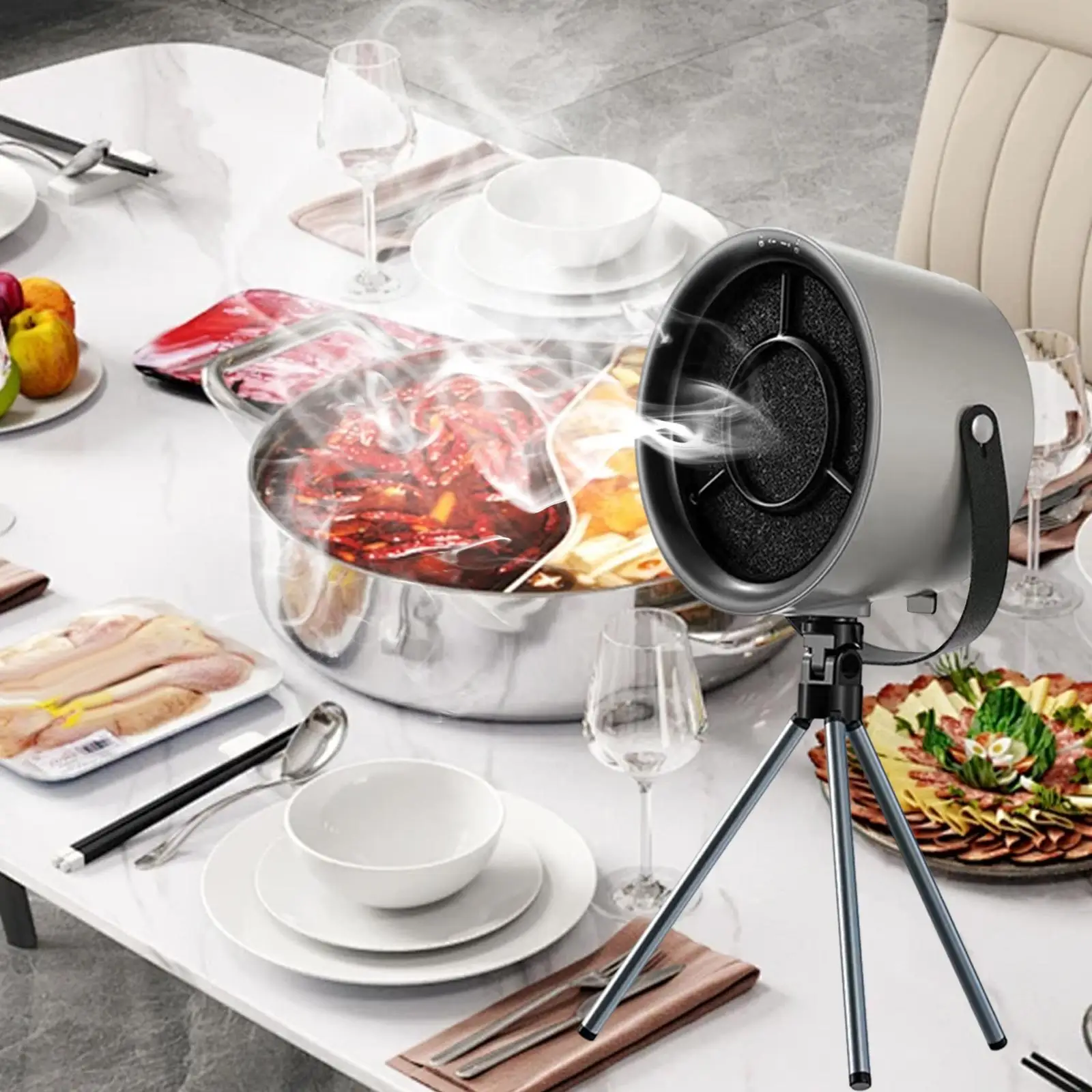Desktop Cooker Hood Countertop Kitchen Exhaust Fan Strong Suction Washable Filter Portable Range Hood for BBQ RV Small Place