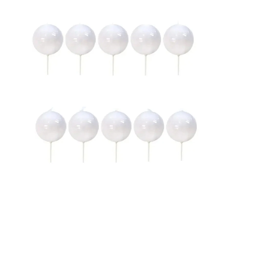 10 pçs rosa branco bola em forma de bolo decoração para festa de casamento de aniversário bolo topper decoração suprimentos