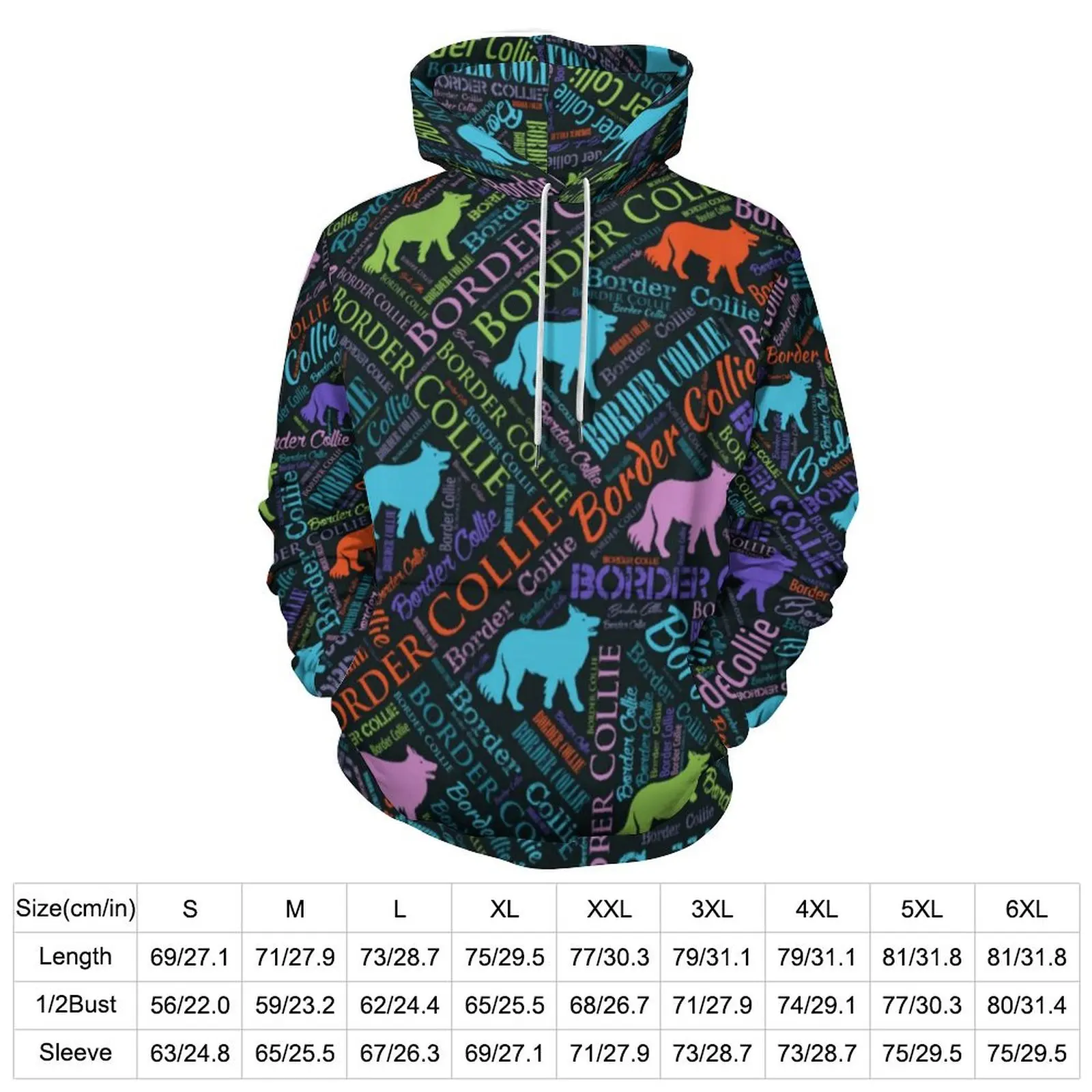 Word Art Casual Hoodies Border Collie Dog Funny Custom Loose Hoodie Autumn Long Sleeve Street Fashion Oversize Clothing