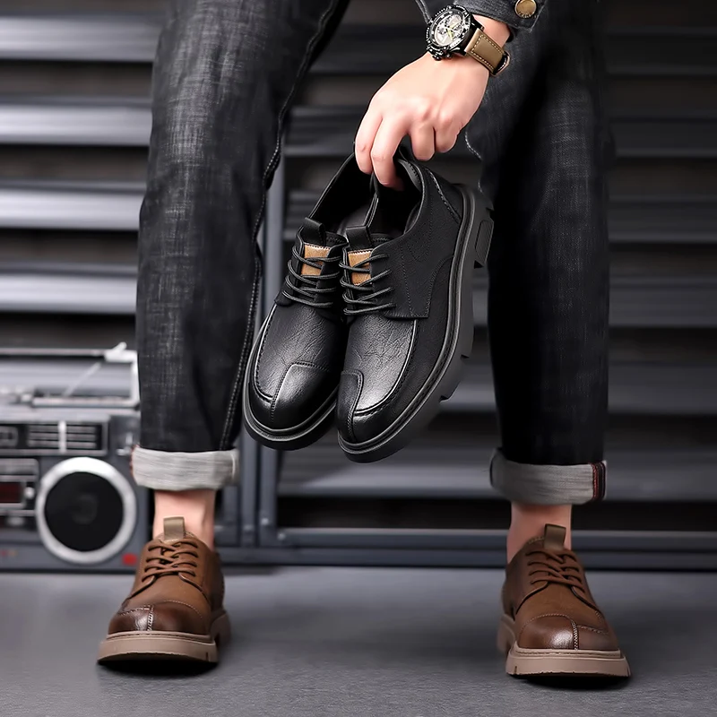 

Men's casual leather shoes Elegant and high-quality styles Office or Business Black brown adult suit Comfortable daily New