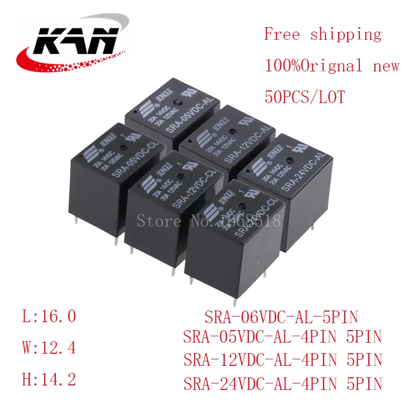 

50pcs Automotive Relay SRA-05VDC-AL CL SRA-12VDC-AL CL SRA-24VDC-AL CL 5VDC 6VDC 12VDC 24VDC 30A 250VAC 4PIN/5PIN Original New