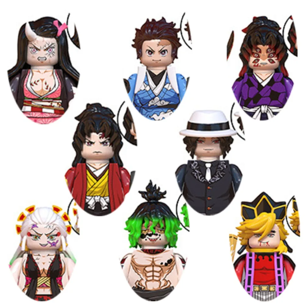 Anime Demon Slayer Mini Action Figures Blocks Kamado Tanjirou Kibutsuji Muzan Tsugikuni Yoriichi Toy Bricks Doll Model Kid Gift