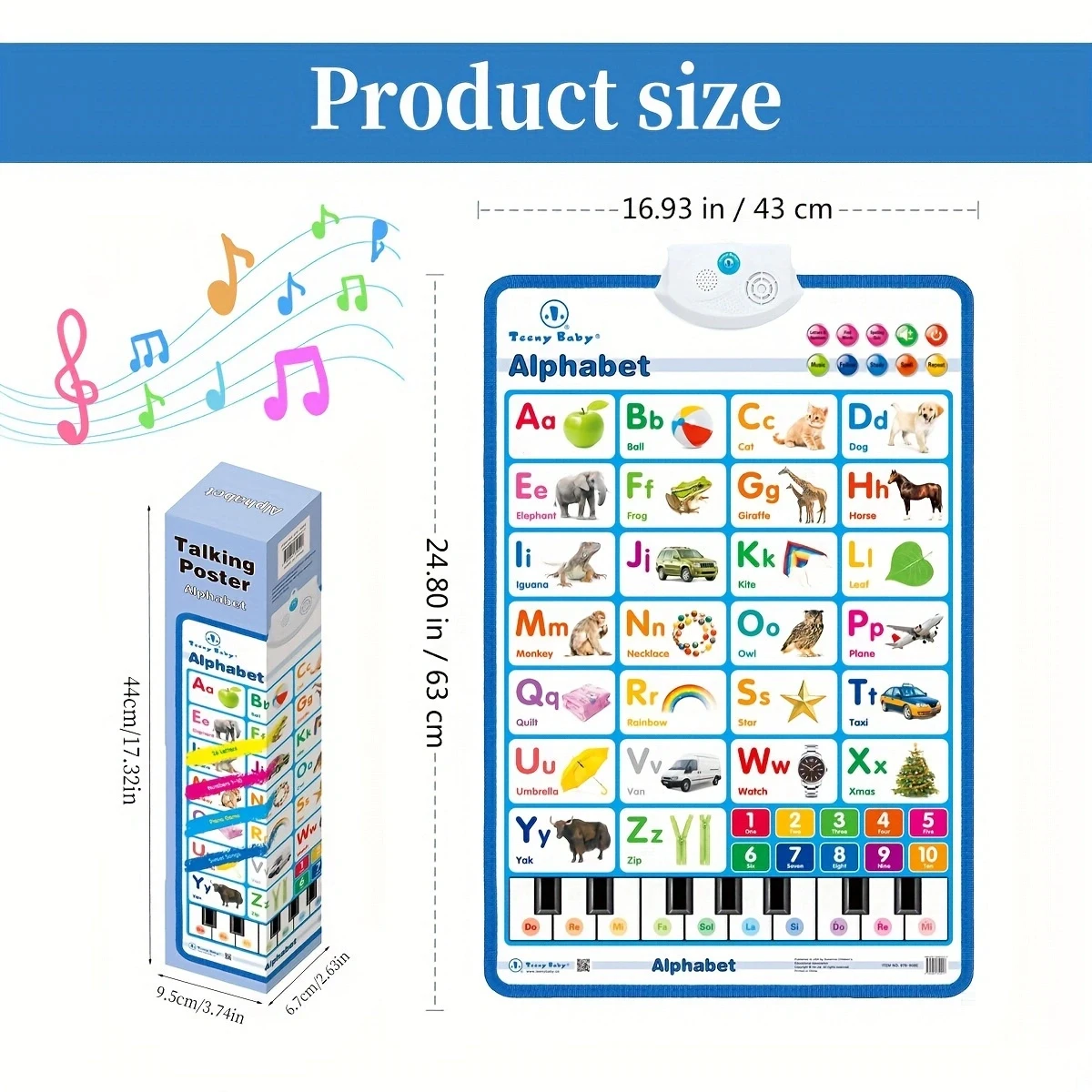 Versão inglesa Baby Calendar Book Key, Sound Letters Numbers Frutas e Animais, uma variedade de estilos para escolher