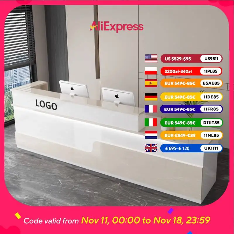 

Aesthetics Counter Reception Desks Clinic Beauty Office White Reception Desks Computer Salon Mostrador Recepcion Furniture