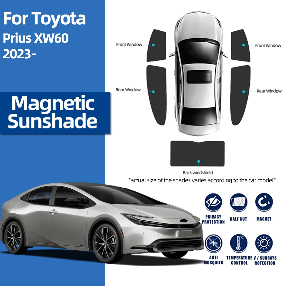 

For Toyota Prius XW60 2023 2024 2025 Magnetic Car SunShade Front Windshield Curtain Rear Side Baby Window Mesh Sun shade Visor