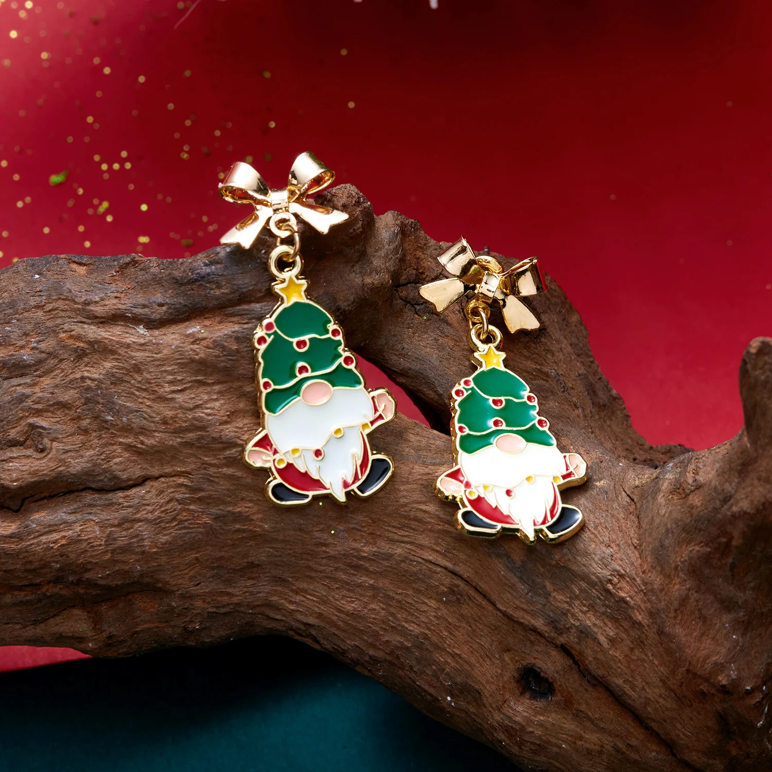 3-teiliges elegantes Perlenimitat-Halsketten- und Ohrring-Set für Weihnachten, Weihnachtsmann, Schneeflocken-Halskette, Neujahrsparty-Schmuck – Detail 5