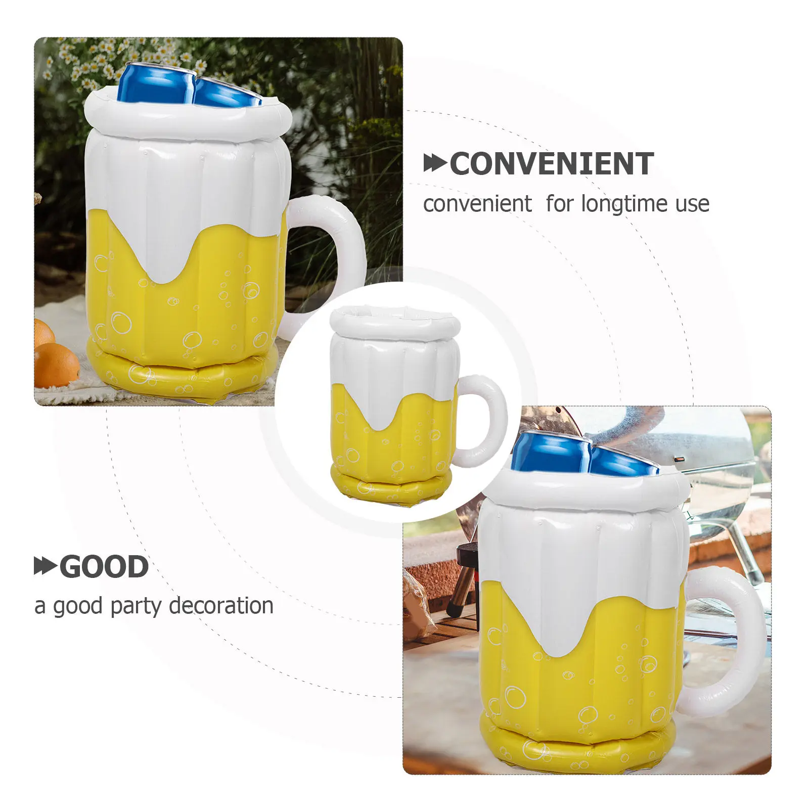 Creative Inflatable Ice Bucket Beer Cup Shape Summer Party Cooler Portable Drink Cooler Beach Pool Outdoor Beverage Container