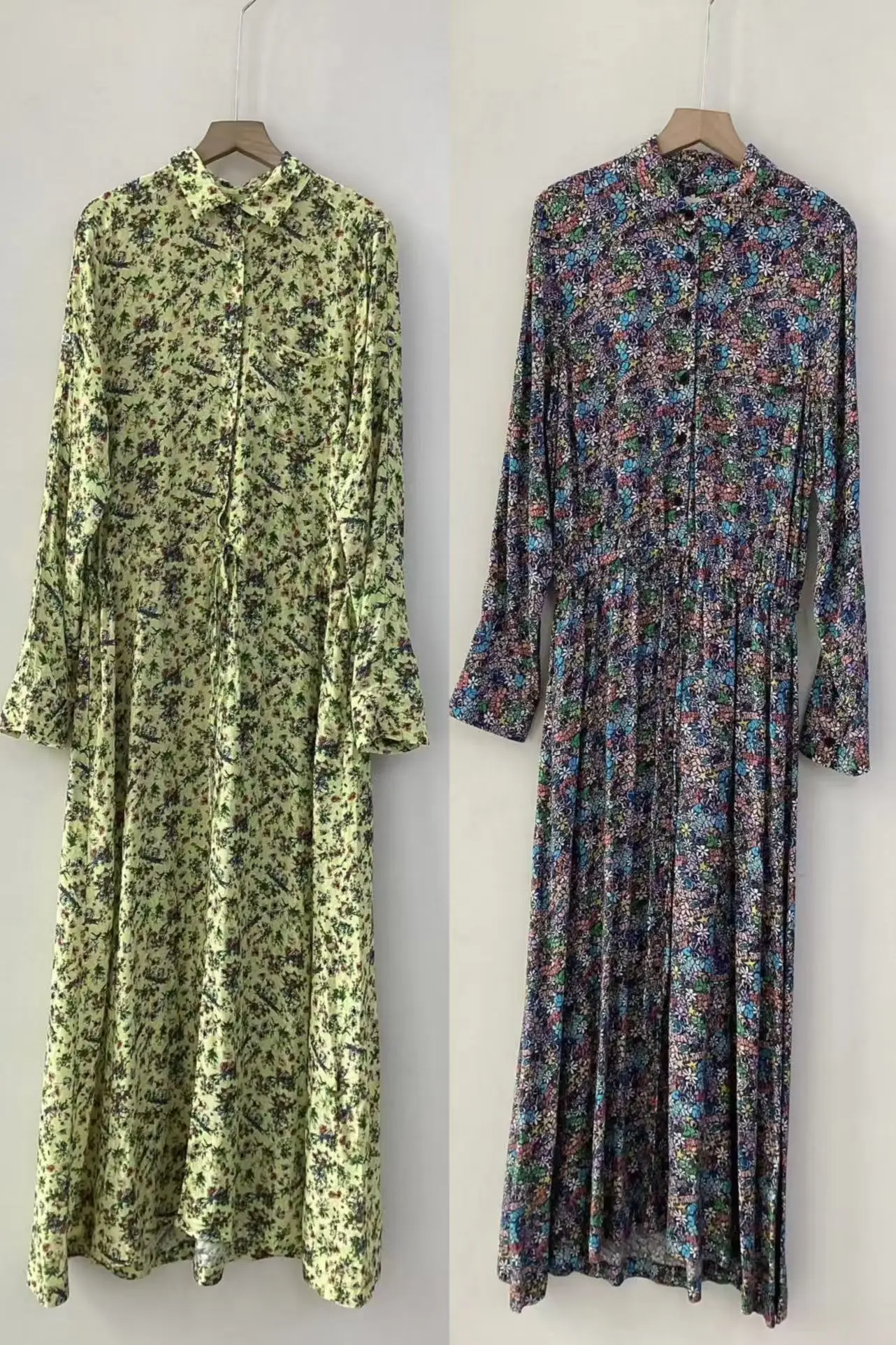 

Z&V new collar floral print temperament commuter long sleeved dress