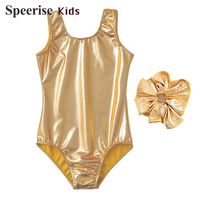 Children Shiny Metallic Spandex Ballet Leotards Art Gymnastics Sportswear Competition Dancing for Girl Costume Stage Performance