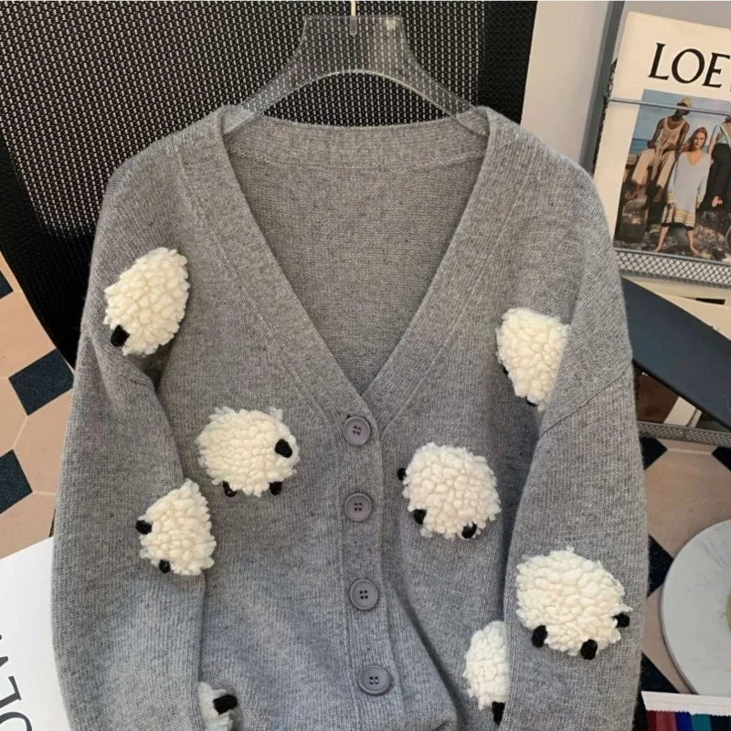 Dames Winter Herfst Tops Gebreide trui Vest V-hals Schapen Effen Kleur Slank Eenvoudig Los Ontwerp Hoog Nieuw Zacht Veelzijdig