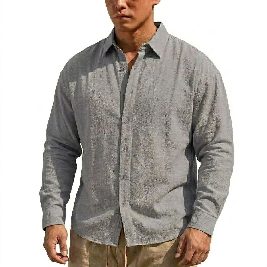 New Men's Long Sleeve Cotton Shirt Luxury  T Shirt Elegant Men's Linen Shirts Autumn Breathable Hawaiian Shirts Button T-shirt