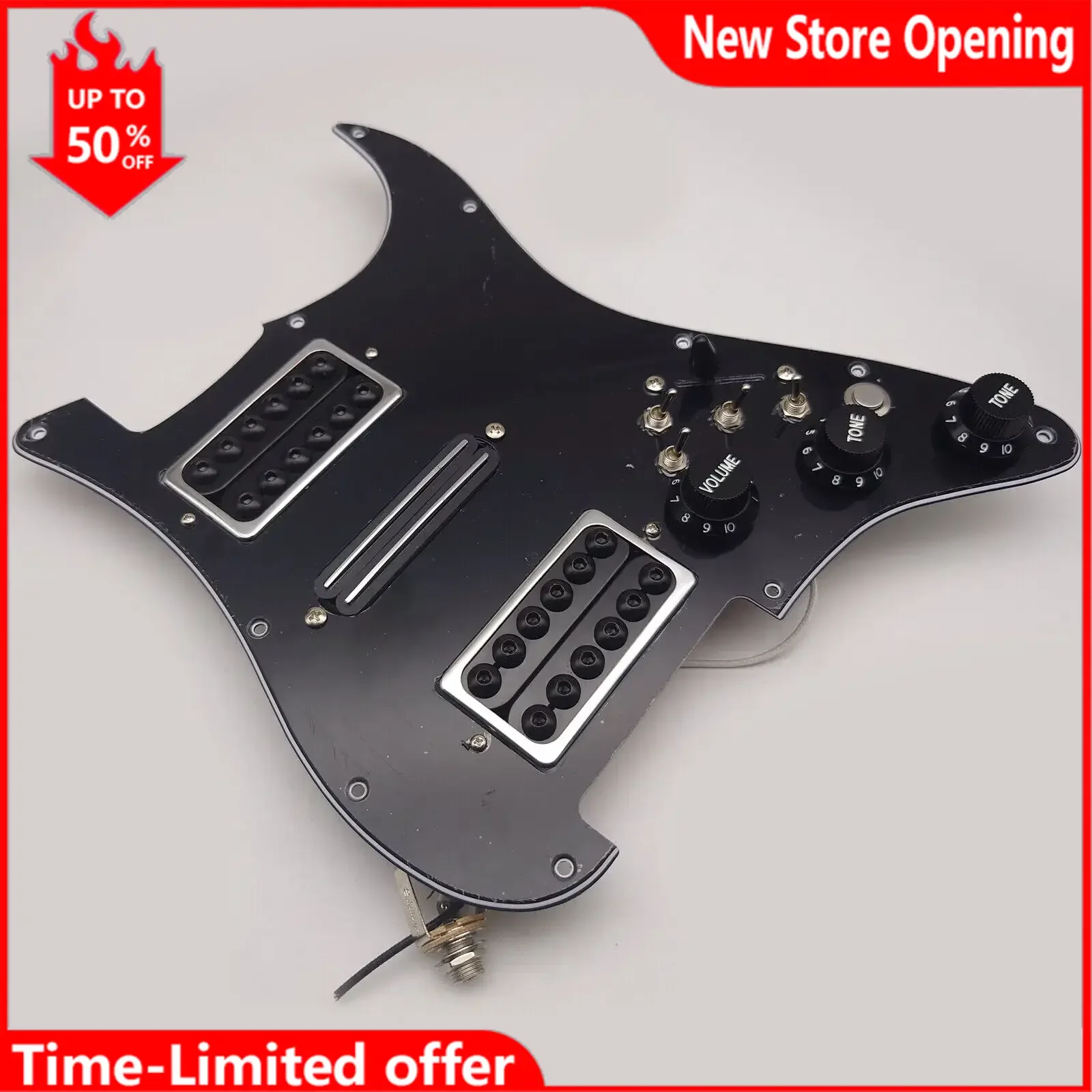 

Prewired Loaded Pickguard with Coil Splitting Humbucker Pickups Set Black Kill Switch for ST Electric Guitars Replacement Parts