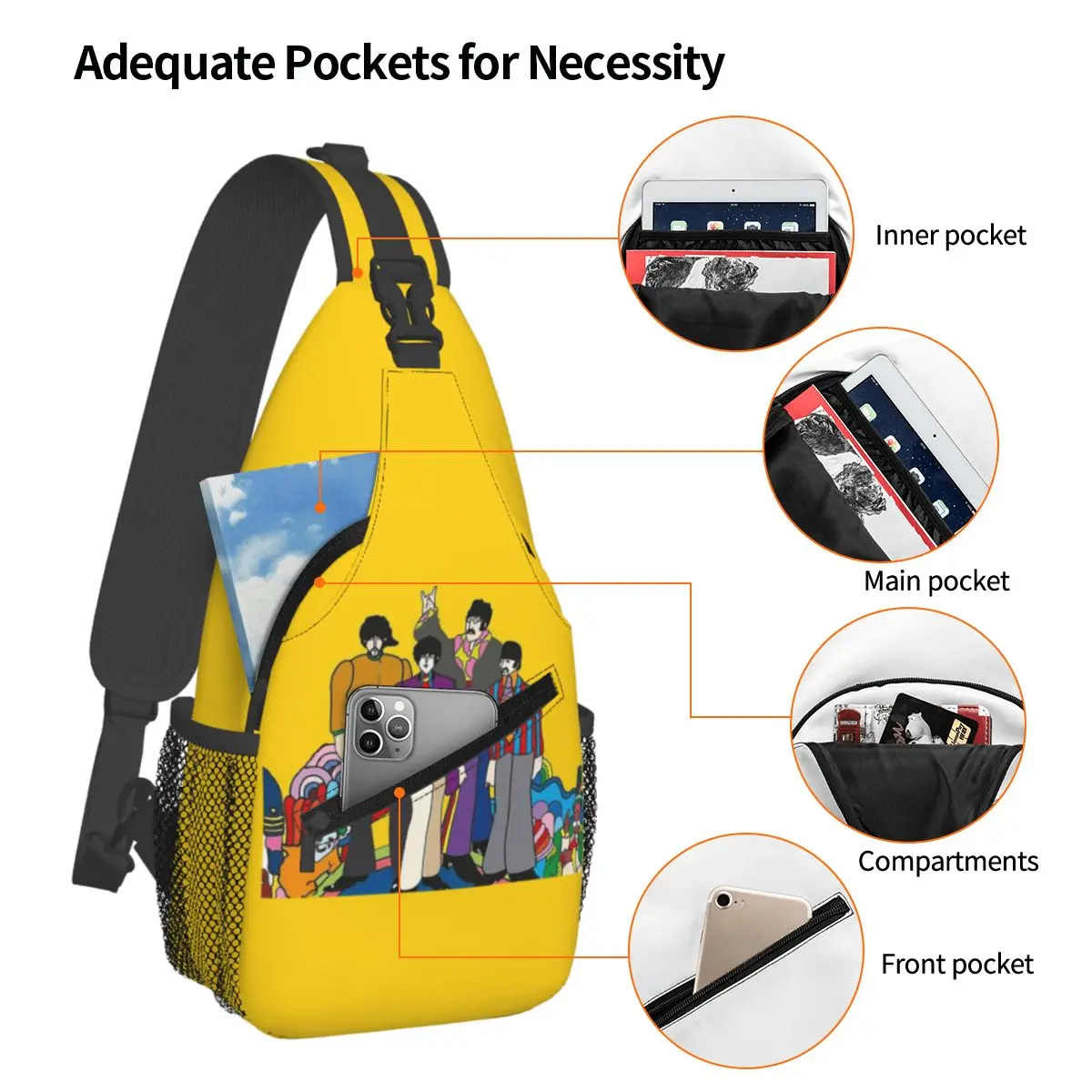 Sac de poitrine sous-marin jaune pour hommes, sac à dos à bandoulière, sac de poitrine, voyage, randonnée, sac à dos à bandoulière