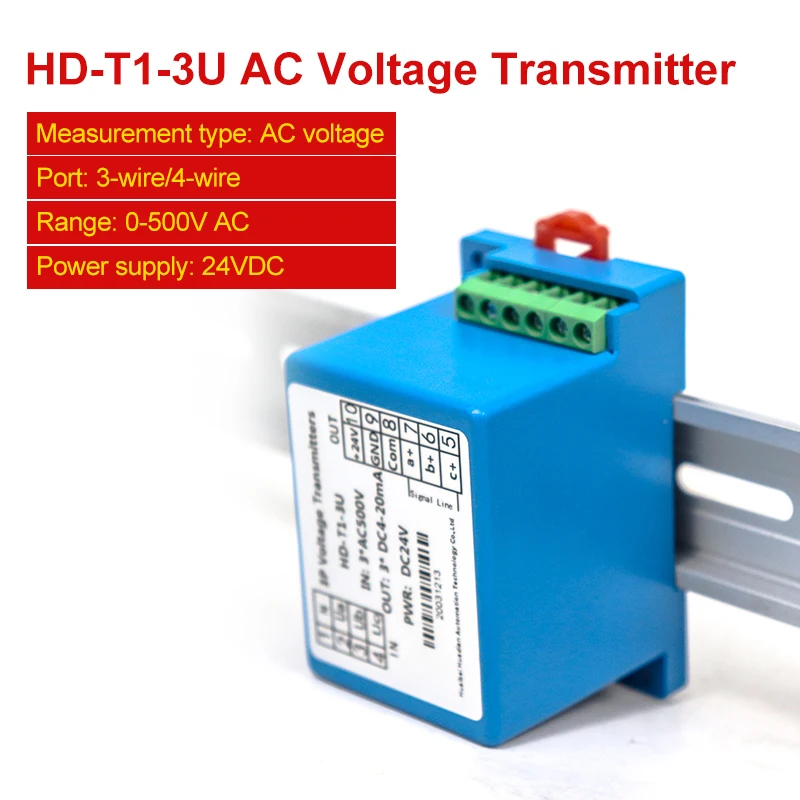 0-500V AC three-phase voltage transmitter 4-20mA output voltage Sensor