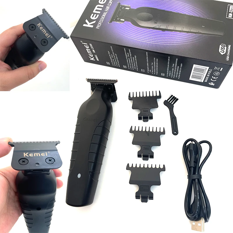 Kemei 2299 Barber Akku-Haarschneider 0 mm Zero Gapped Carving Clipper Professionelle elektrische Finish-Schneidemaschine – Detail 7