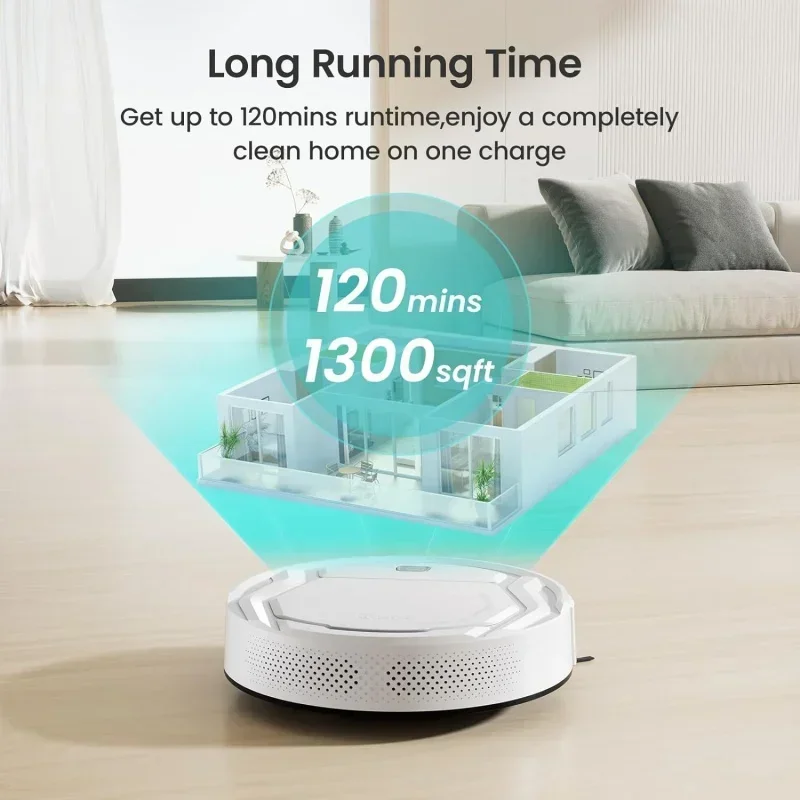 QWLefant Robot Vacuum Cleaner,Tangle-Free,Strong Suction,Slim,Low Noise,Automatic Self-Charging,Wi-Fi/App/Alexa Control,Ide