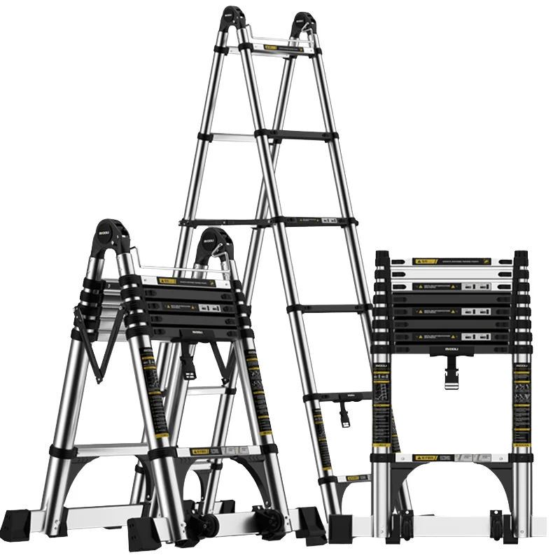 

High Quality 3-Step Thickened Aluminum Alloy Telescopic Folding Ladder Multifunctional Household Use Ladder