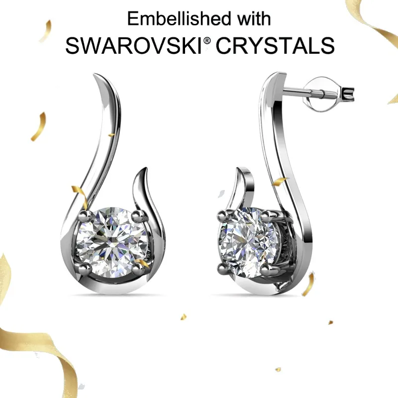 

Daisini Женские сверкающие серьги-гвоздики из стерлингового серебра 925 пробы, ювелирные изделия с кристаллами Сваровски, покрытые настоящим золотом 18 карат, подарок для нее