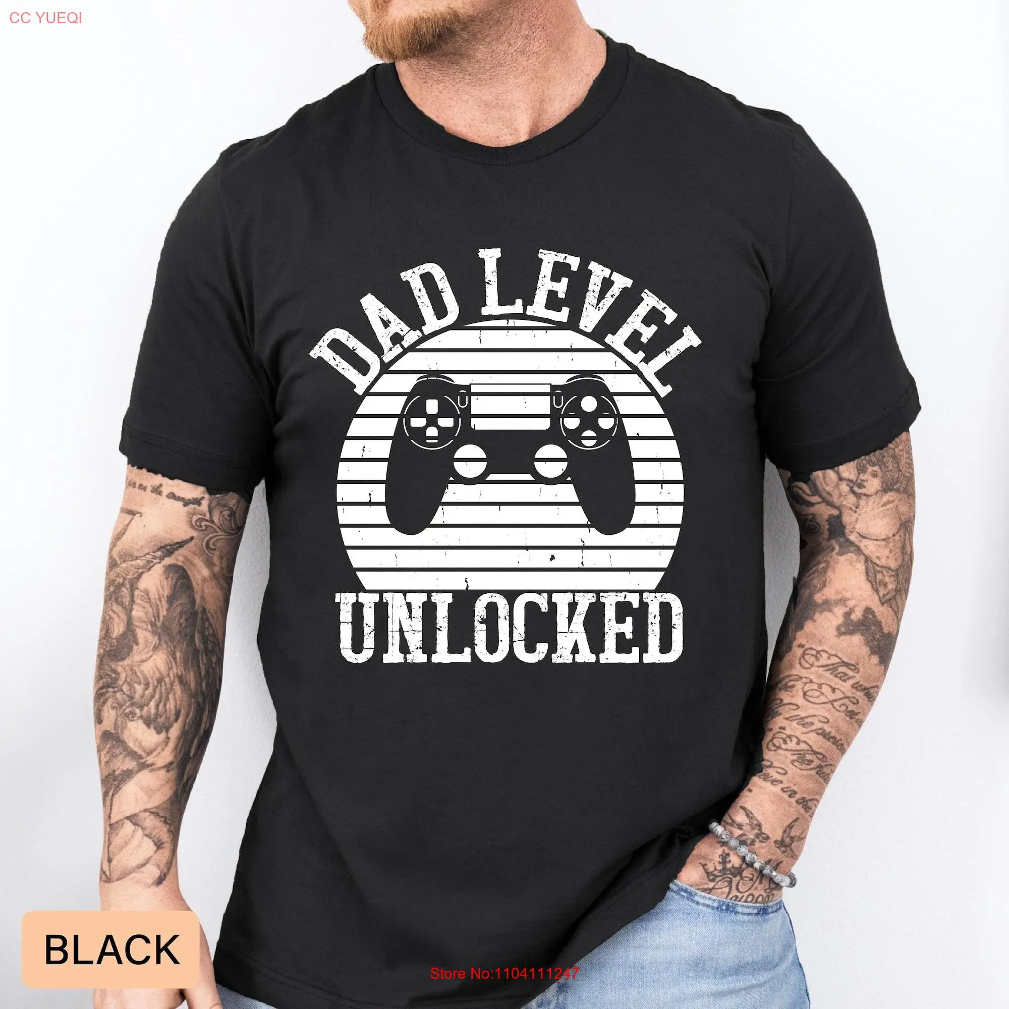 Camiseta divertida de papá jugador, anuncio desbloqueado de nivel, amante de los videojuegos, papá para el Día del Padre, mangas largas o cortas