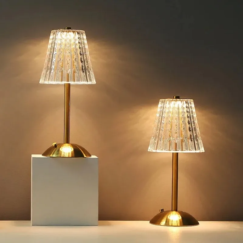 Table Lamp Bedroom, Bedside Lamp Light Luxury Diamond Crystal Lamp High-end Atmosphere Lamp Charging Touch Small Night Lamp