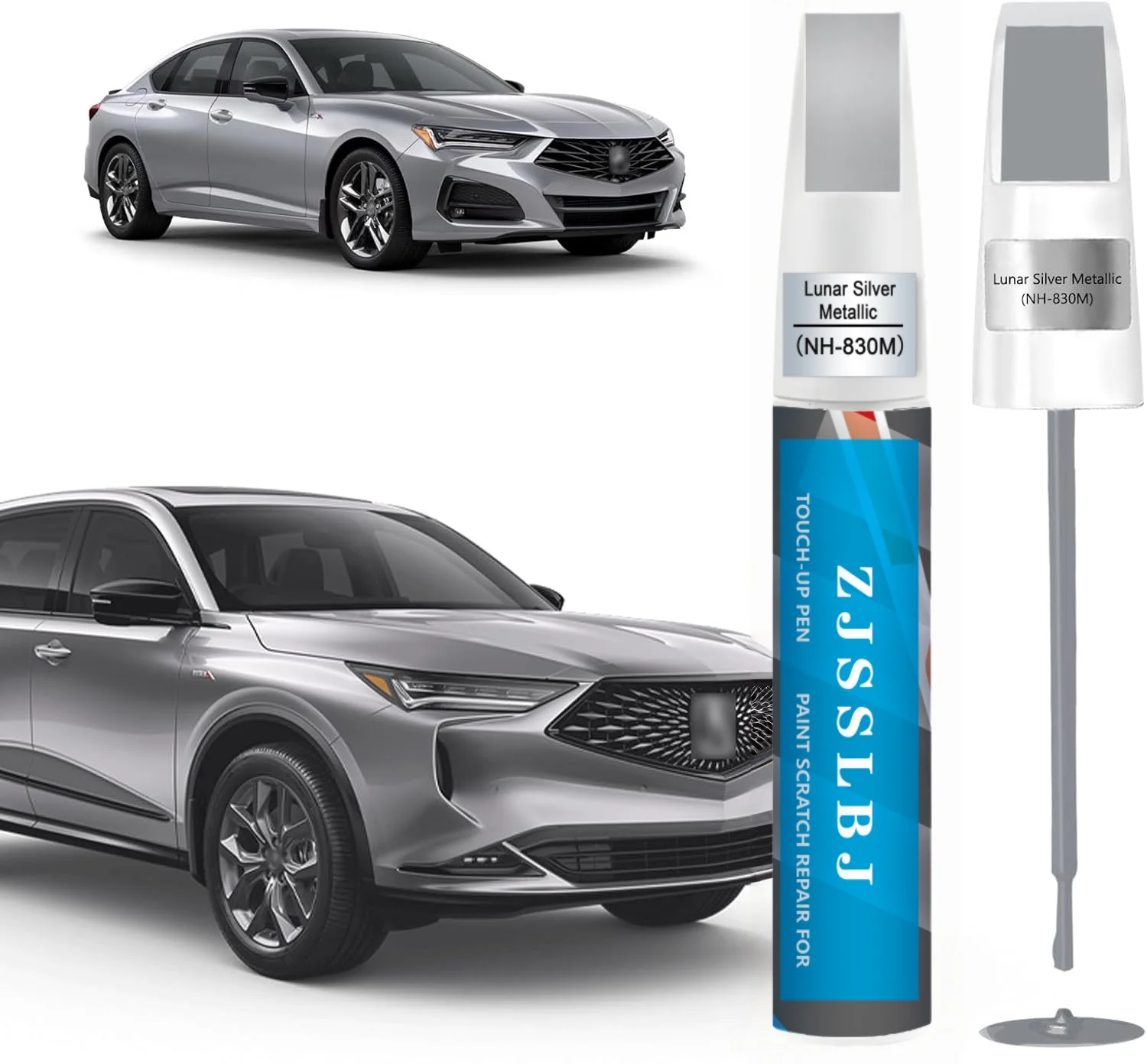 Lunar Silver Metallic(NH-830M) Touch Up Paint Compatible with Acura, Car Paint Pen Scratch Repair Two-In-One Touch Up Paint