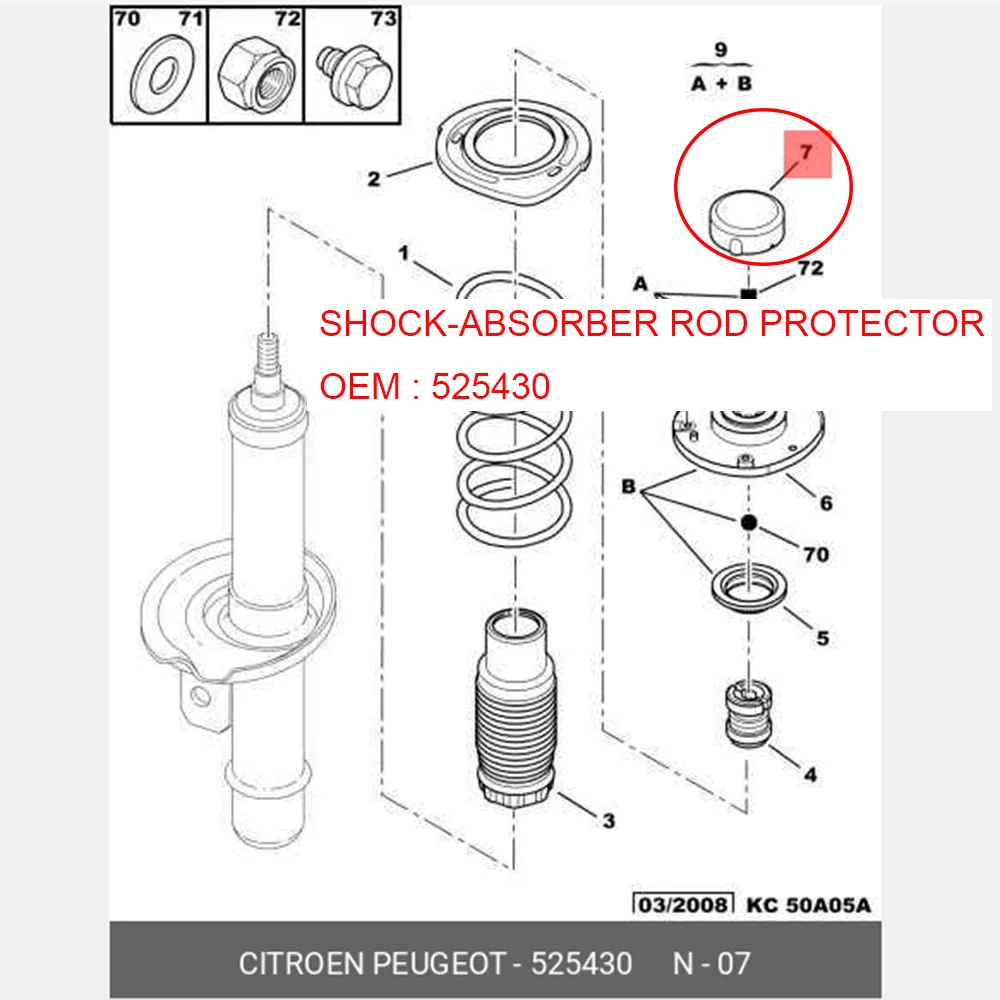 Suitable for Peugeot 206 206T3E 207T3 i Citroen C2 SHOCK-ABSORBER ROD PROTECTOR Front torsion bar cover 824875 525430