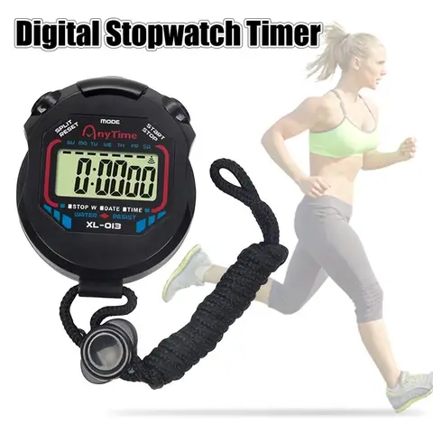 Handheld Multi-Function Digital Sports Timer LCD Stop Watch Tools Electronic Stopwatch With String Waterproof Sports Stop Watch