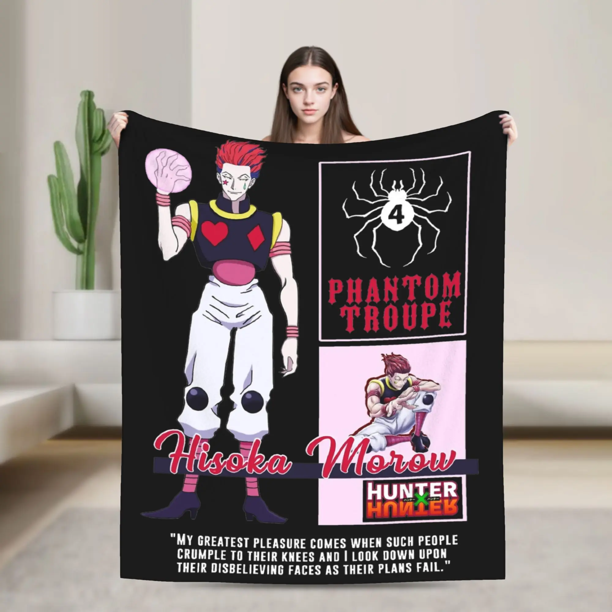 

Hisoka HXH Anime Blanket Flannel Decoration Breathable Lightweight Throw Blanket for Bedding Travel Bedspread