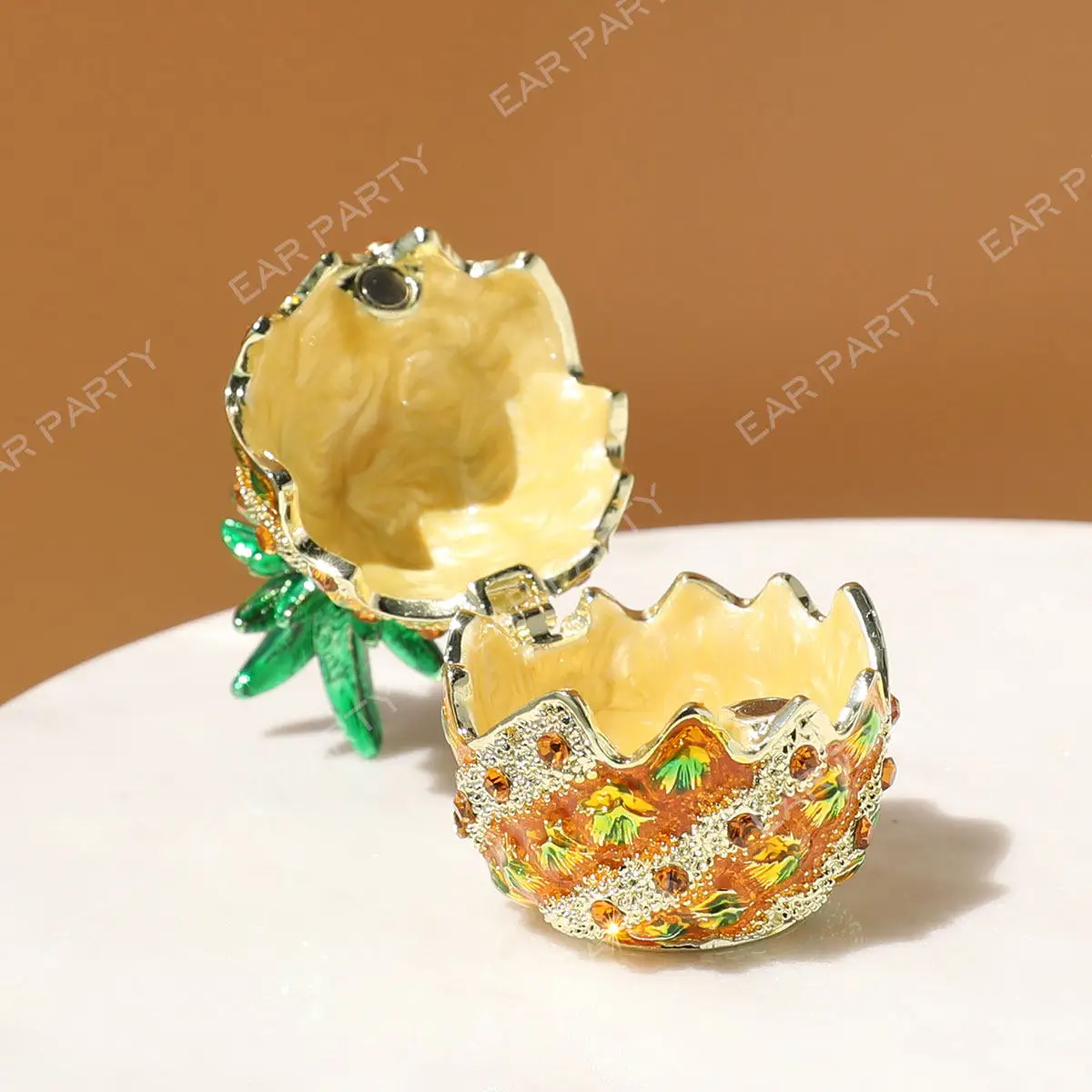 Pineapple shape jewelry box crystal decoration cute storage box ornament enamel jewelry box