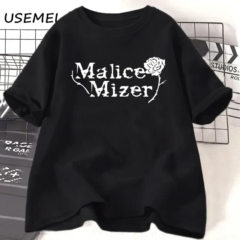 Malice Mizer Rose T-Shirt Women's Men's Rock Music Pattern Crew Neck Cotton Short Sleeve T Extra Large Street Women's Clothing