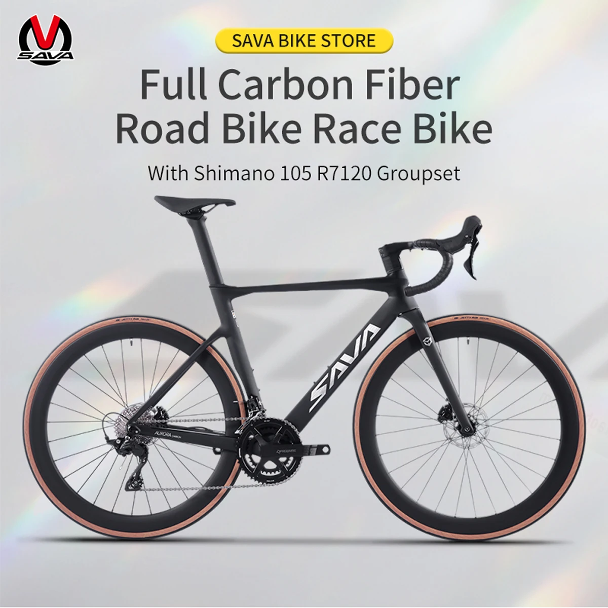 

SAVA R08-7120 Full Carbon Fiber Road Bike 700c Adult Road Bike with SHIMAN0 105 7120 24 Speed with CE+UCI Certification