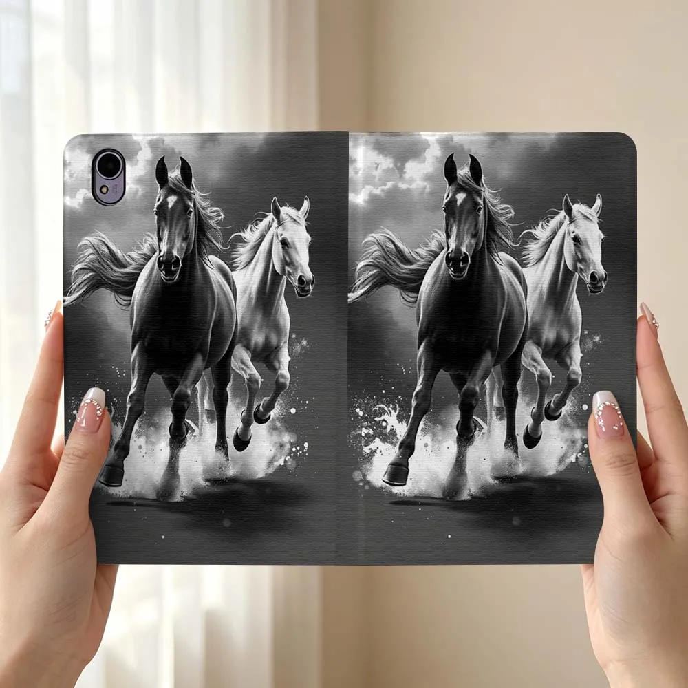 Running Black White Horses For Huawei MediaPad MatePad Honor Pro V6 9 V8 X9 X 10 13.3 12.3 11 11.5 Inch Tablet Case Pen Tray
