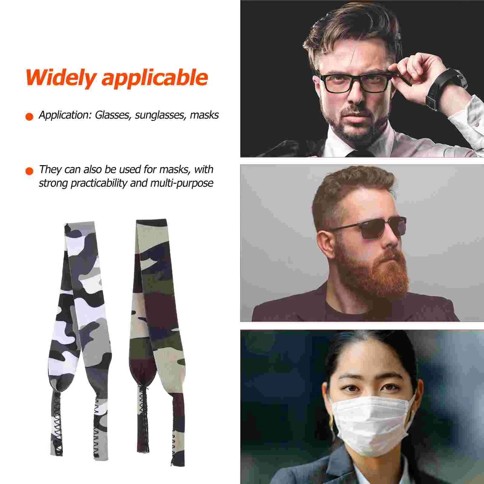 2 pçs óculos camuflagem corda acessórios máscara ajustável cordas pendurado colhedores decorativos