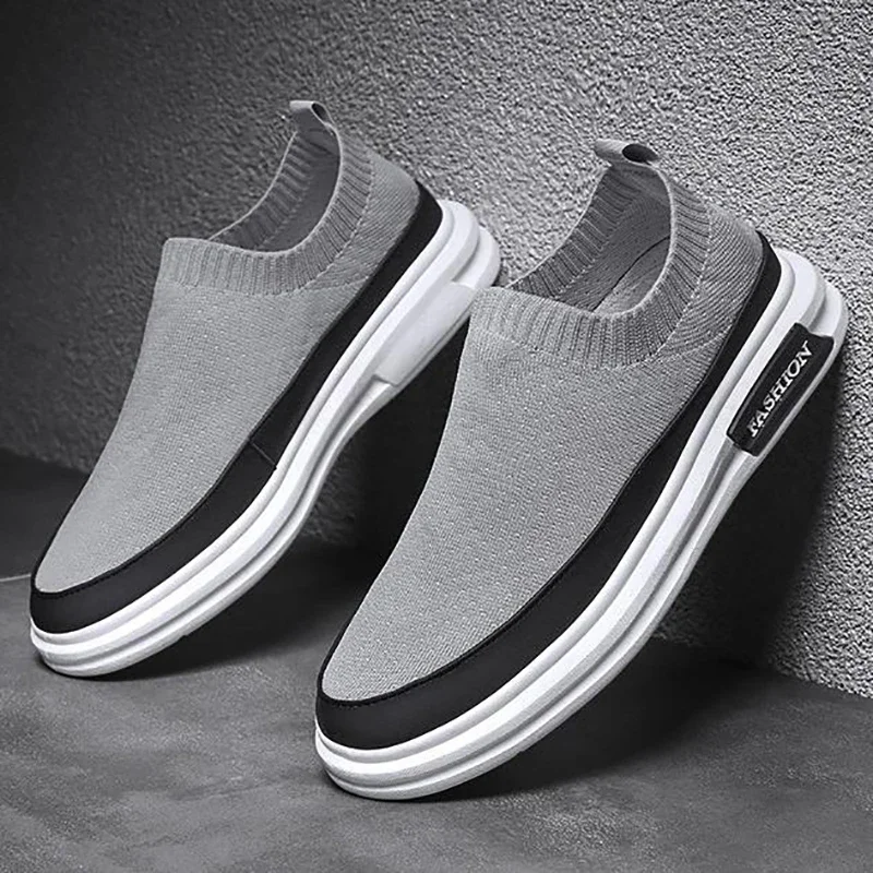 Mesh Breathable Men Shoes Low Top Outdoor Man Sports Flat Lazy Loafers Running Shoes Non-slip Casual Male Fashion Shoe