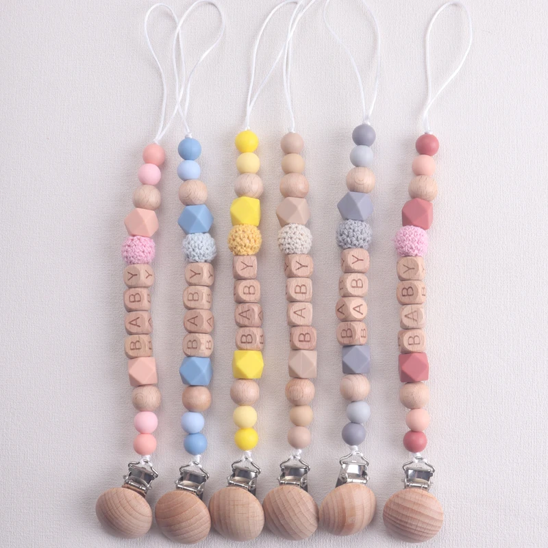 New Baby Pacifier Clips Teethers Toys Dummy Nipples Holder Clip Chain Babies Accessories Newborn Gifts Custom