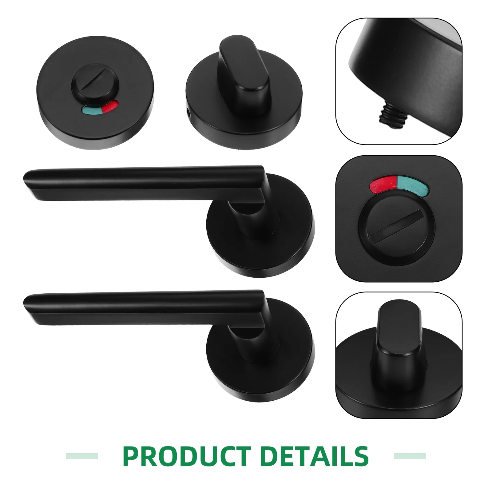 욕실 잠금장치 1세트, 아연 합금 화장실 문 표시등, 빨간색/녹색, 비어있음/사용중 상태 표시, 프라이버시 볼트, 공용 화장실용