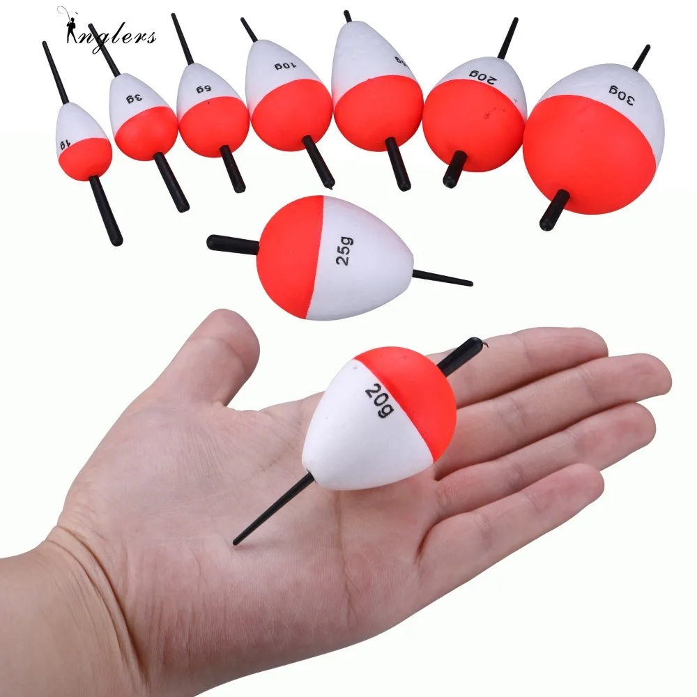 EVA Fishing Night Floats Light Stick Foam Plastic Bobber 1-30g Red And White Sea Fishing Striking Floats Fishing Accessory 5Pcs