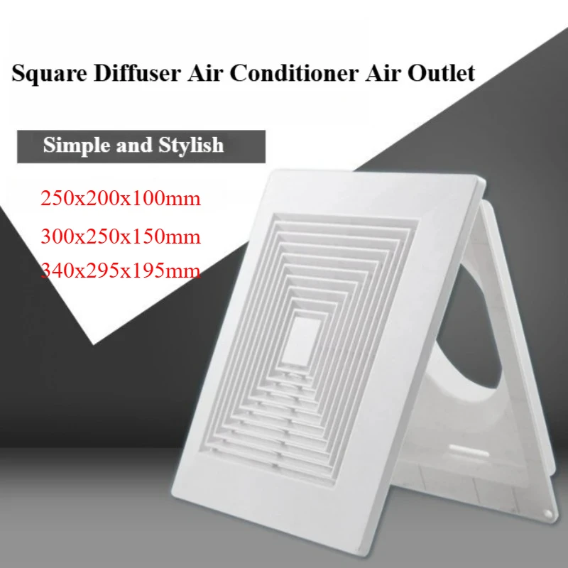 ABS Square Diffuser Air Conditioner Air Outlet Ceiling New Air Grille Panel Duct Exhaust Vent Ventilation Hood