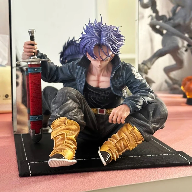 16cm GK Dragon Ball Trunks Figurine Desktop Ornaments Model Toys PVC Collection Saiyan Sitting Position Torankusu Action Figure