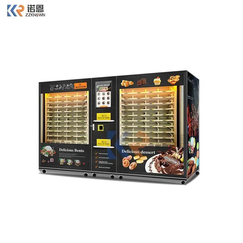 Large Size Automatic Fast Food Vending Machine Fast Food Box Lunch Vending Machine With Microwave Heating