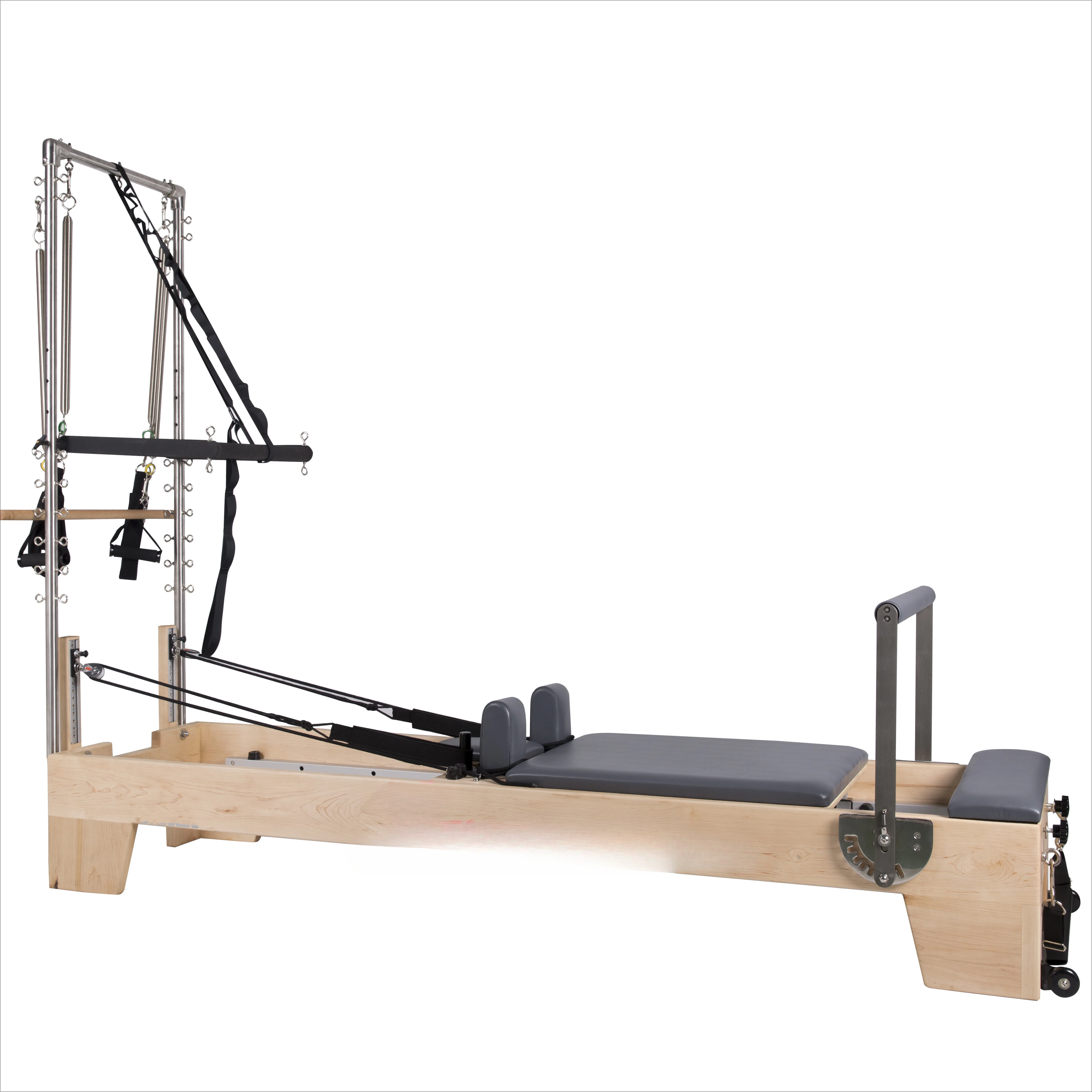 

Wholesale Retail Pilates Reformer with Half Tower Maple Wood Reformer with 1/2 Trapeze or Full Trapeze Cadillac Reformer