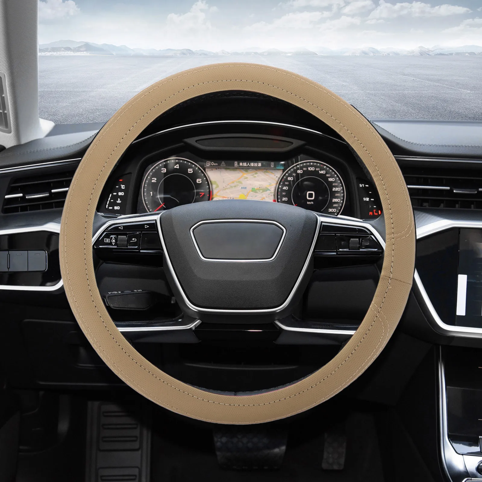 

Steering Wheel 38CM PU Car Accessories Anti Aesthetic Steering Cover Slip Universal Fit SUV Trucks Interior Products